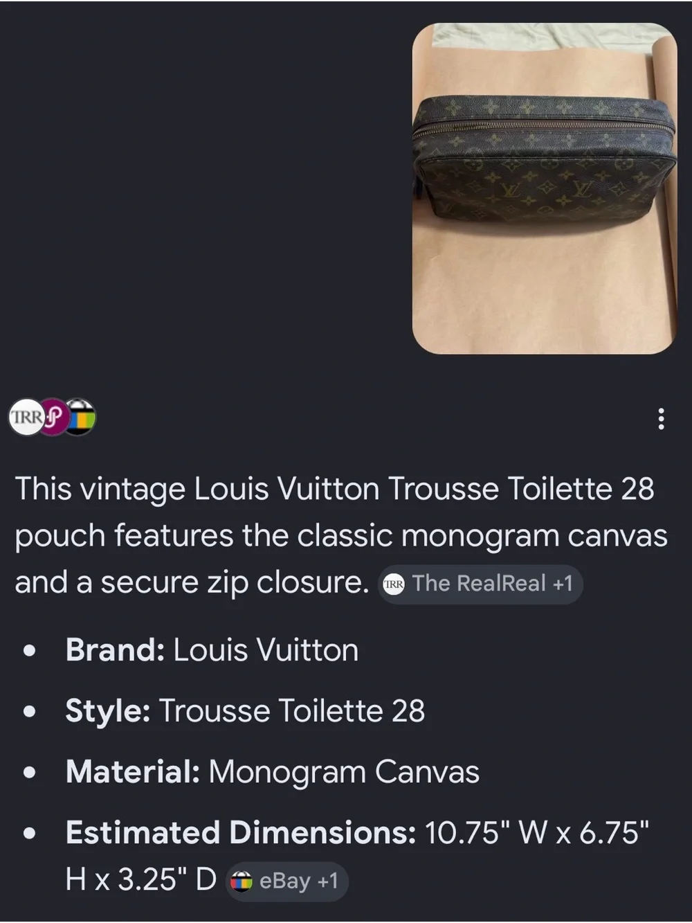 Louis Vuitton Monogram Toiletry Pouch - Brown with Gold Monogram